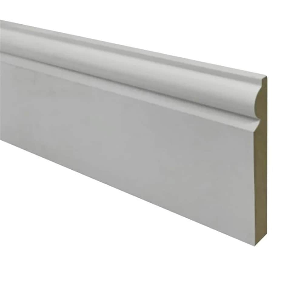 image 1 of PACK OF 15 (Total 15 Units) - 18mm x 144mm White Primed MDF Torus Skirting Board - 4400mm Length