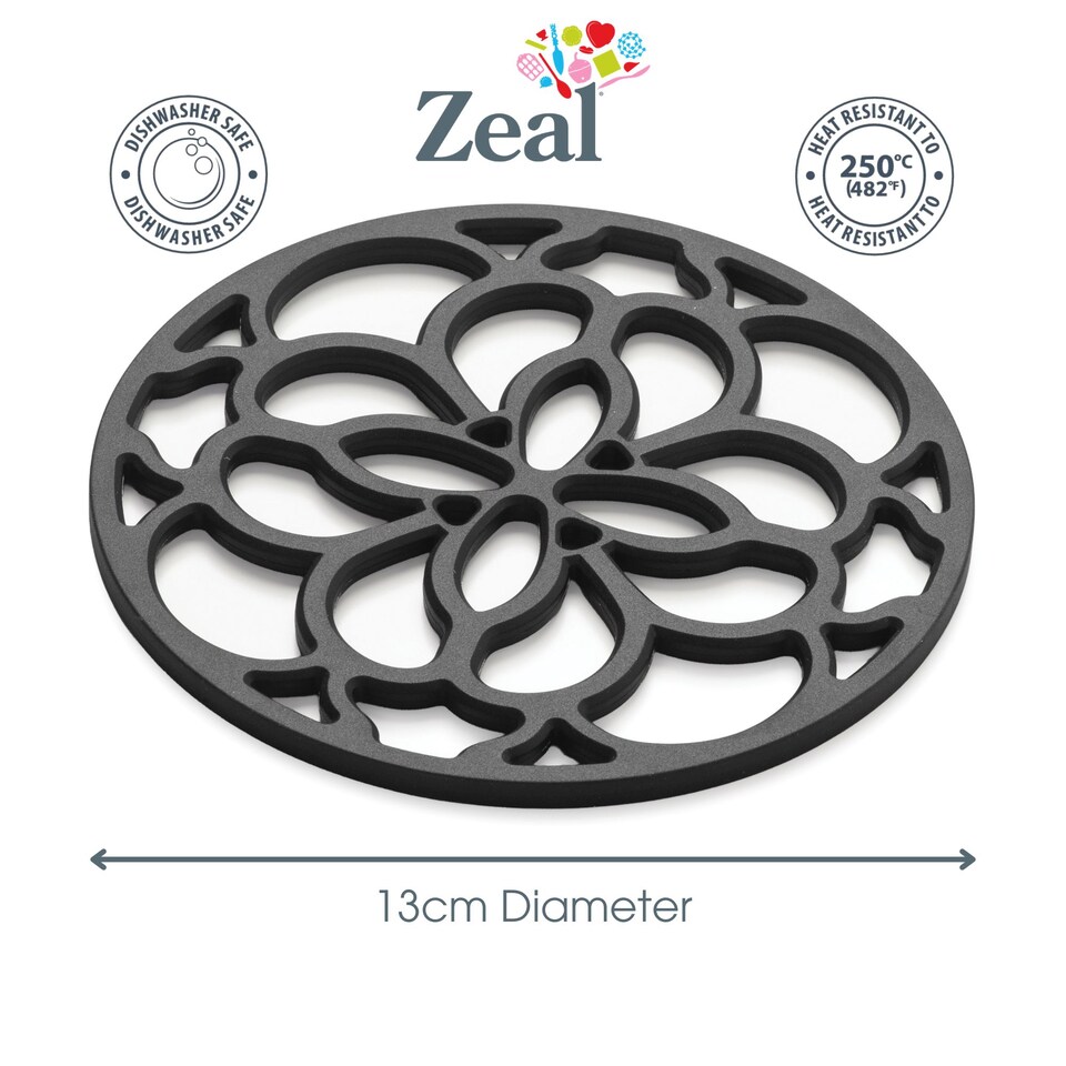 image 1 of Zeal Mini Silicone Heritage Circular Trivet, 13cm, Black