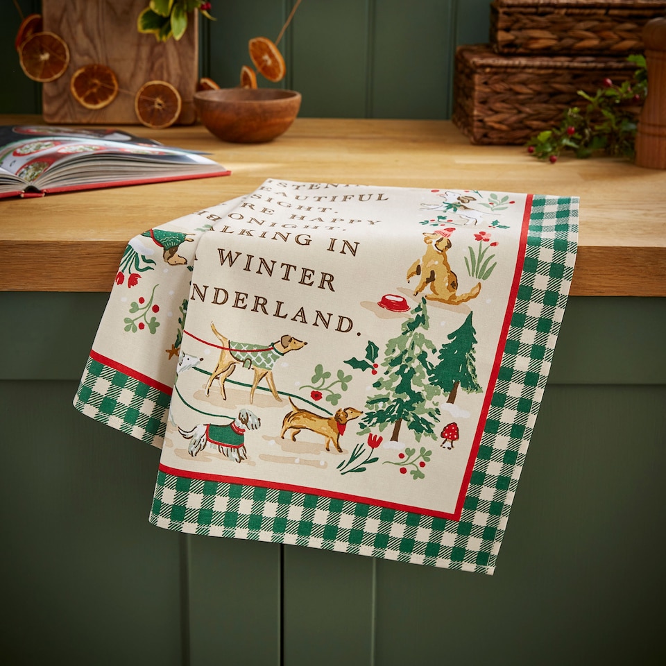 image 1 of Ulster Weavers Winter Walkies Tea Towel - Cotton Beige