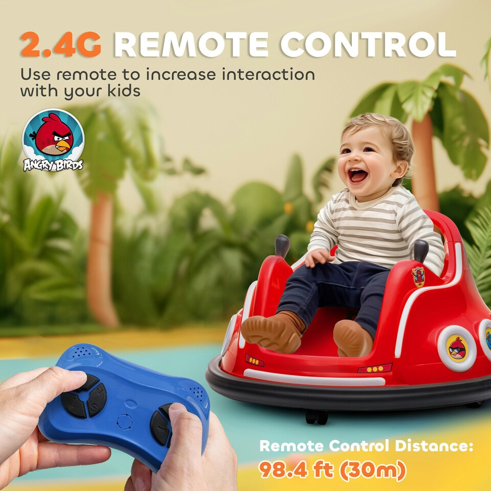 image 1 of AIYAPLAY Angry Bird Licensed Bumper Car for Kids w/ Joysticks, Red