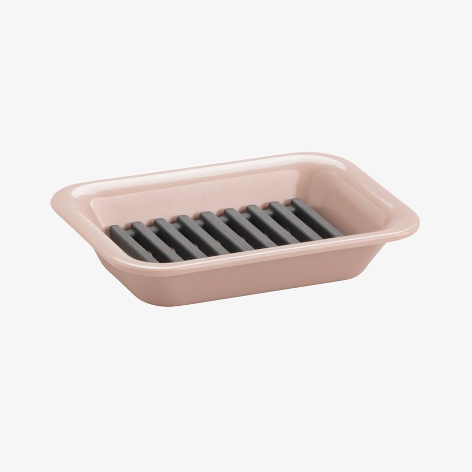 image 1 of Zeal Two Part Soap Dish, Easy Clean Melamine and Silicone, Rose Pink