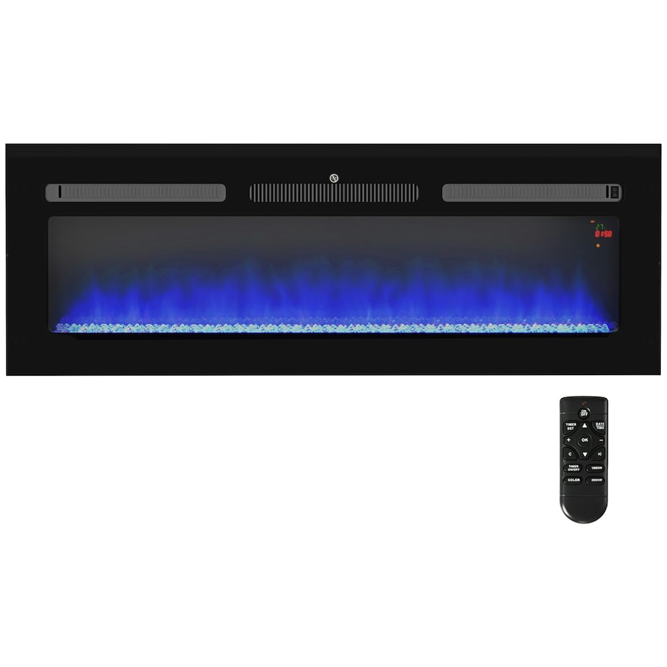 image 1 of HOMCOM 127cm Electric Fireplace Recessed Wall Mounted