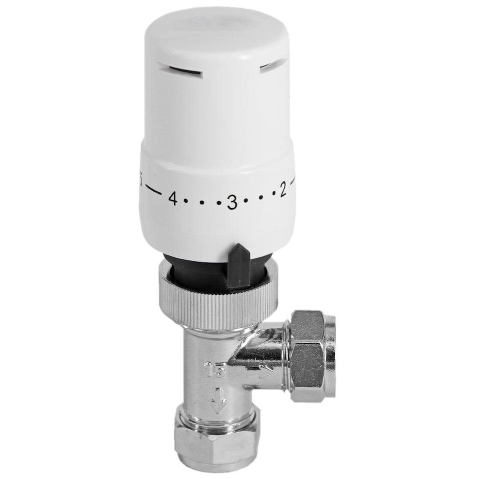 image 1 of SPARES2GO Thermostatic Radiator Valve Chrome Rad Valves Set Drain Off Lockshield