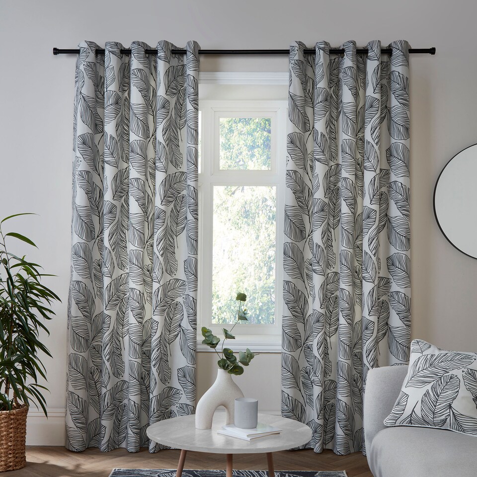 image 1 of Fusion Matteo Eyelet Curtains Black