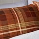 image 3 of OHS Autumnal Check Print Soft Cosy Warm Plush Fleece Duvet Cover and Pillowcase Bedding Set Orange | Rust | Super King