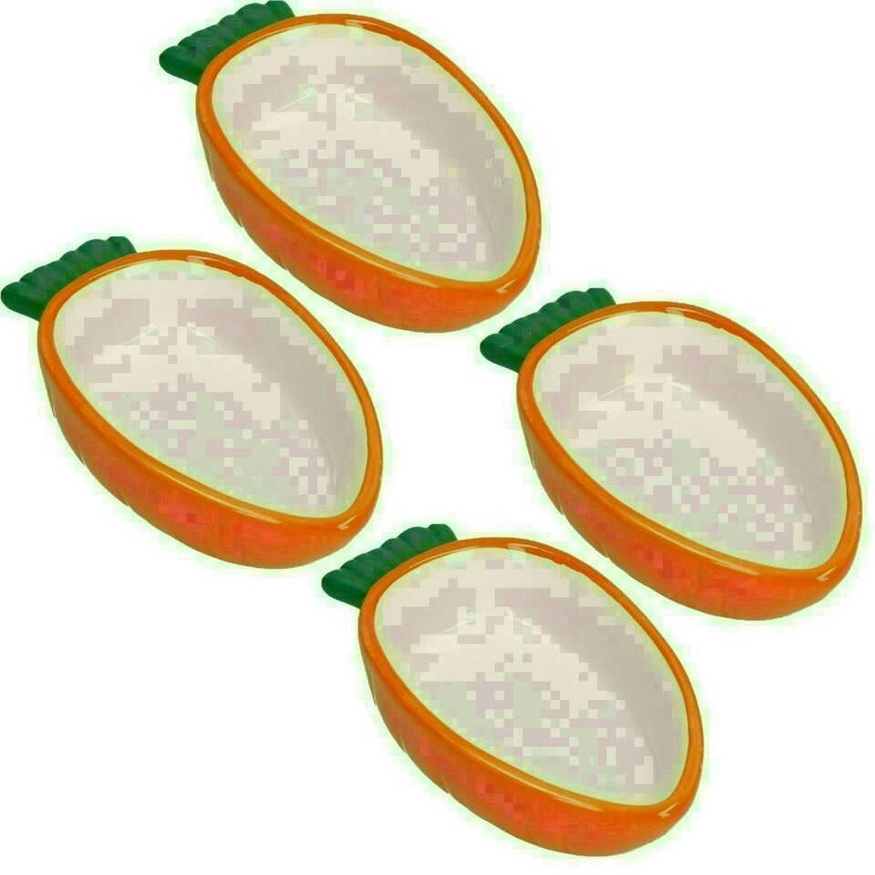 image 1 of 4pk Small Animals Pet Carrot Shaped Bowls For Nibbles Food 5.3" Orange