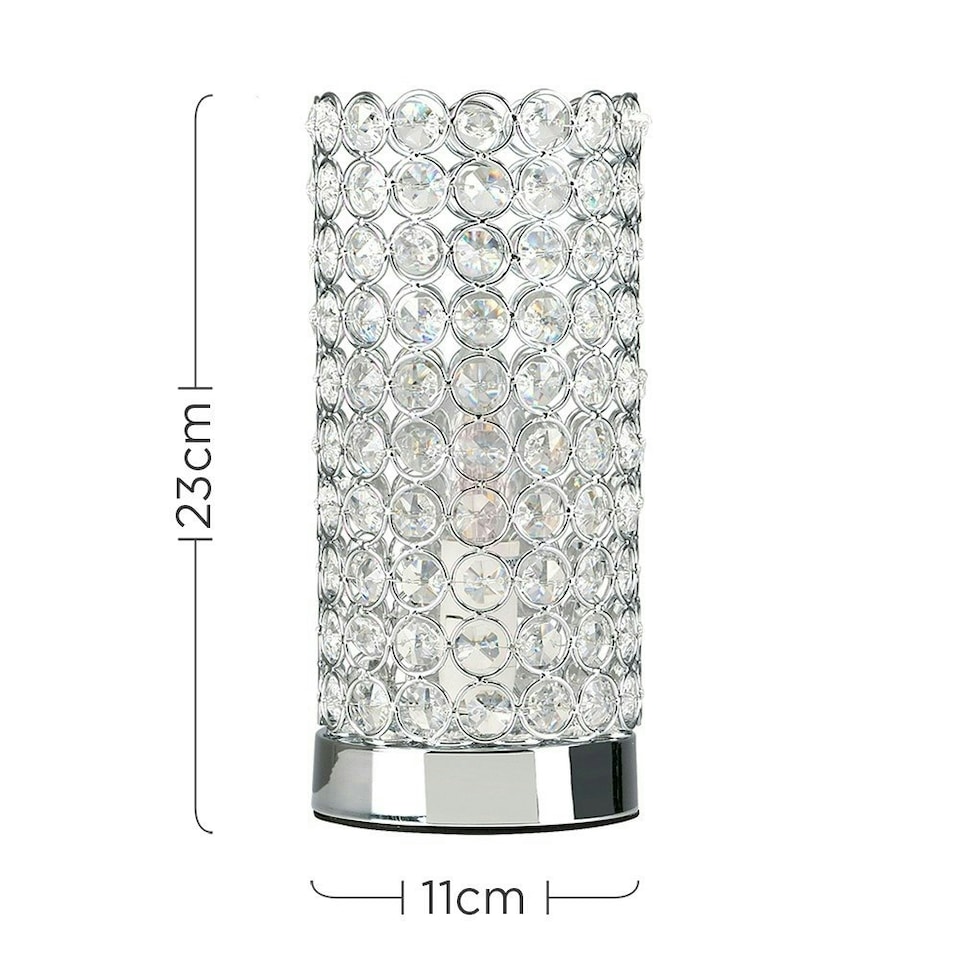 image 1 of ValueLights Ducy Dimmable Polished Silver Table Lamp and E14 Candle LED 5W Warm White 3000K Bulb Chrome