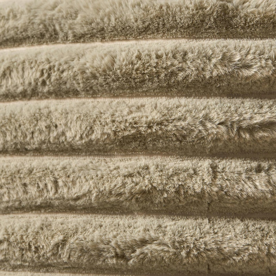 image 1 of OHS 2 x Faux Fur Matte Velvet Fleece Thick Ribbed Cushion Covers, 45x45cm - Sage Green Green | Sage Green