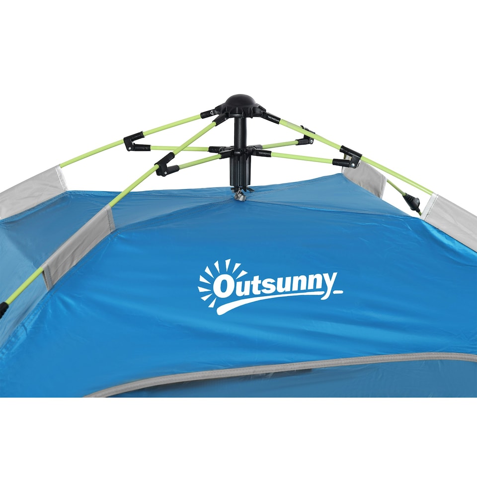 image 1 of Outsunny 2 Man Pop-up Beach Tent Sun Shade Shelter Hut w/ Windows Door Blue