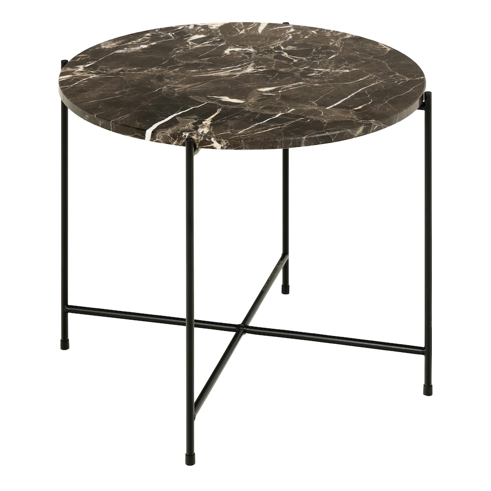 image 1 of Avila Side Table with Brown Marble Top 52x40cm