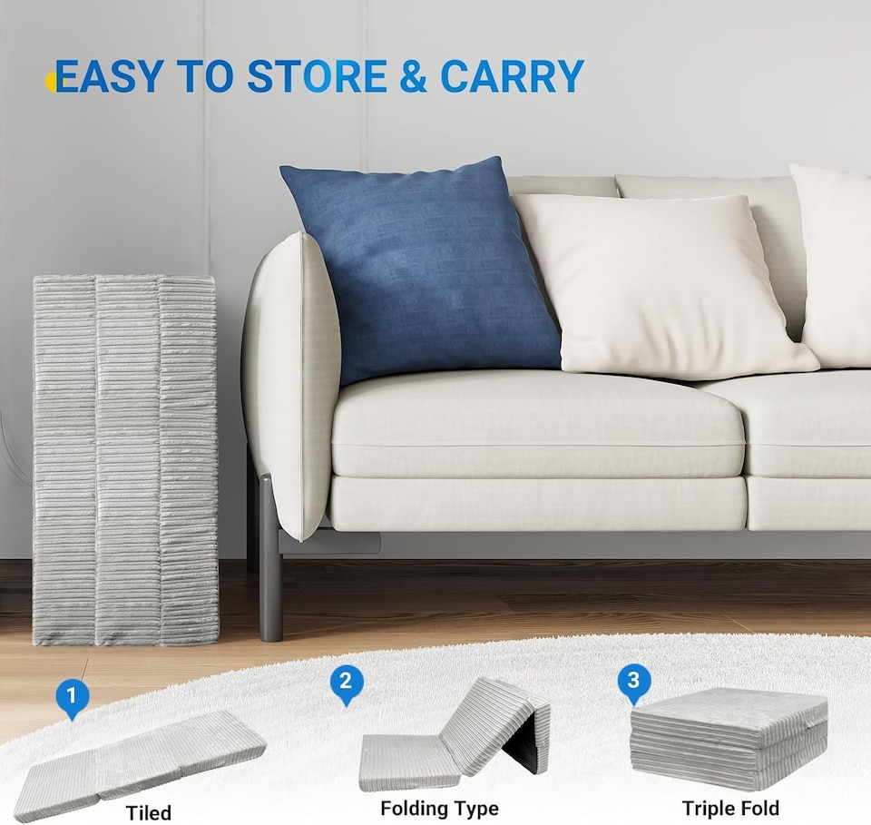 image 1 of Cord Tri-Fold Mattress Z Bed Futon Sofa Chair Mattress