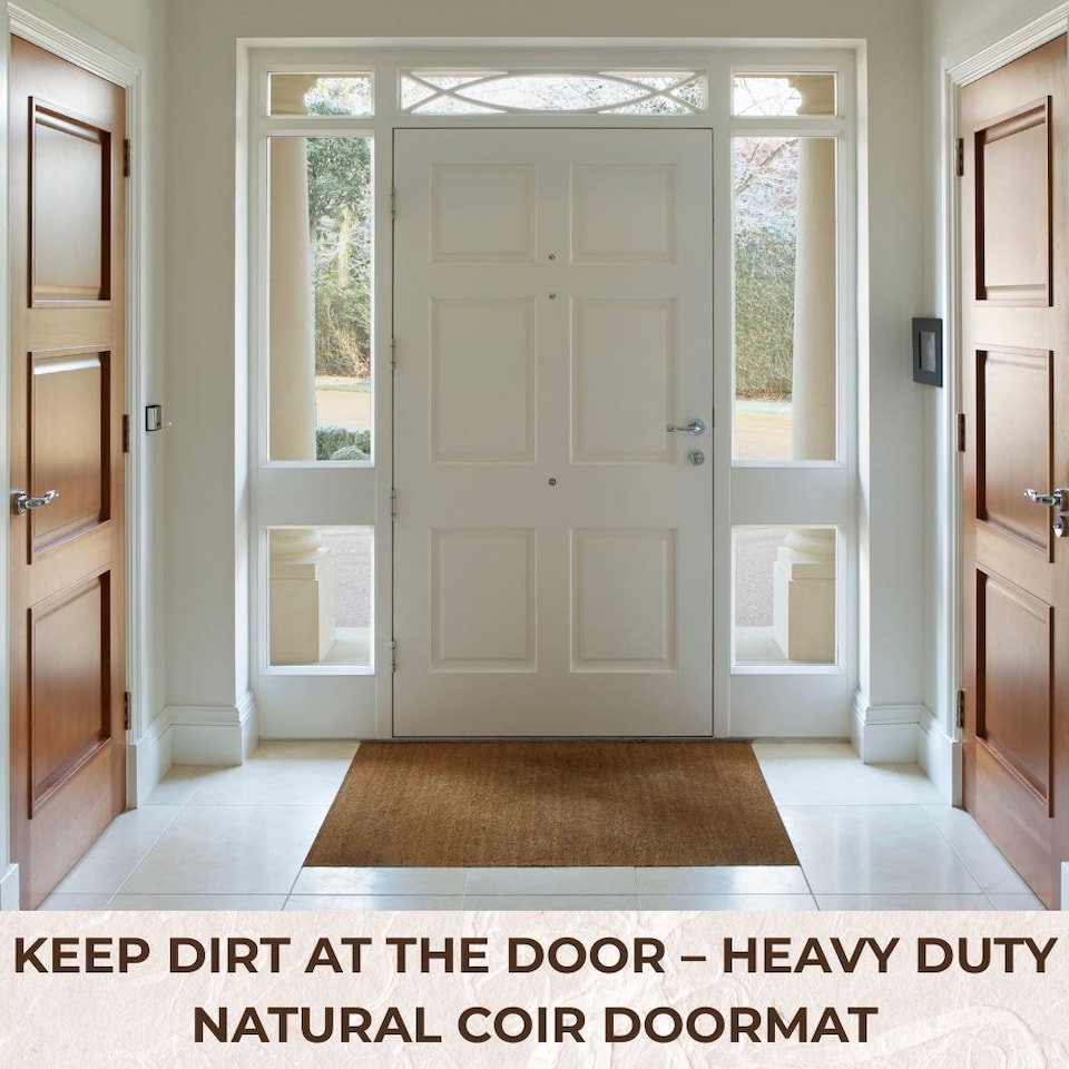 image 1 of Coir Door Mat Heavy Duty Non-Slip - 1m x 1.75m - 17mm Thick Entrance Matting | Brown | 1M x 1.75M | 1