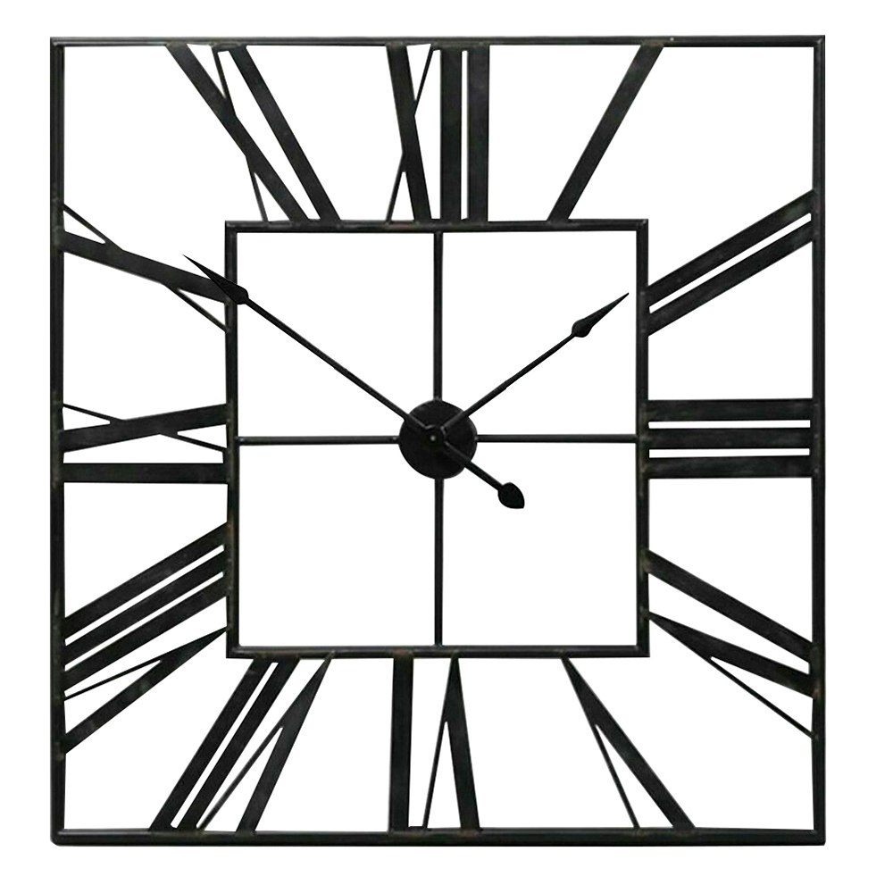 Living and Home Modern Square Oversized Metal Wall Clock