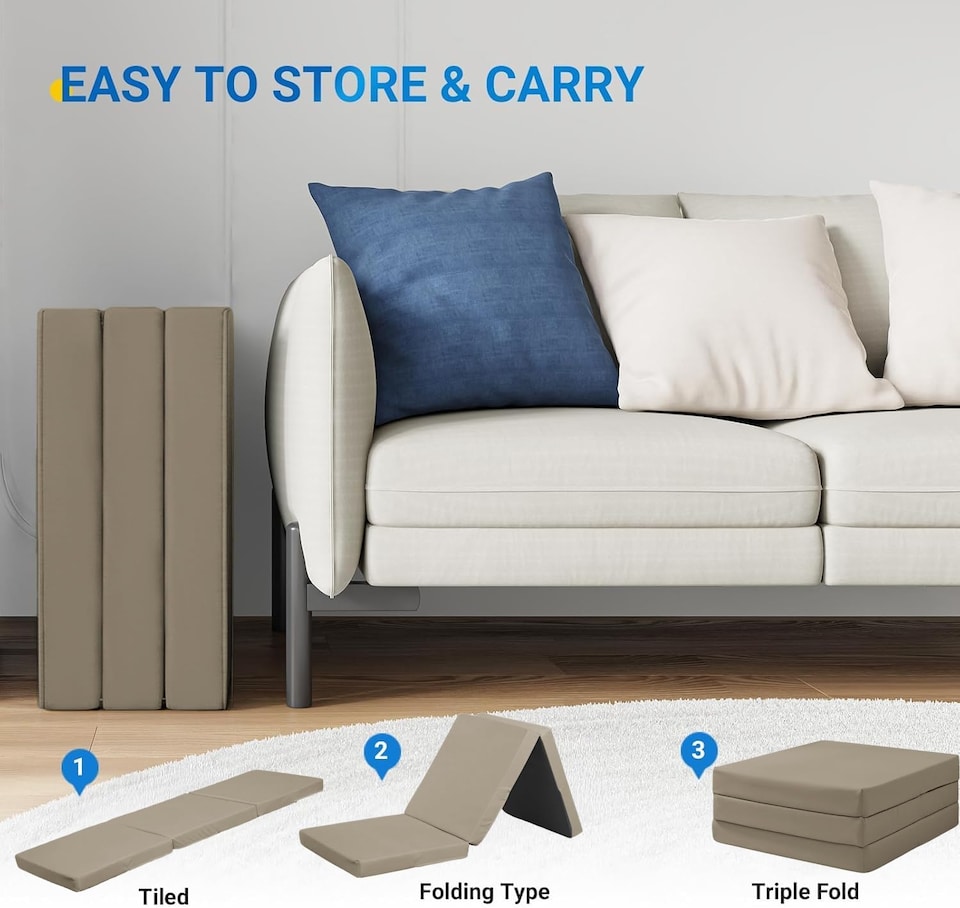 image 1 of Tri Fold Fold Out Z Bed Futon Sofa Chair Mattress