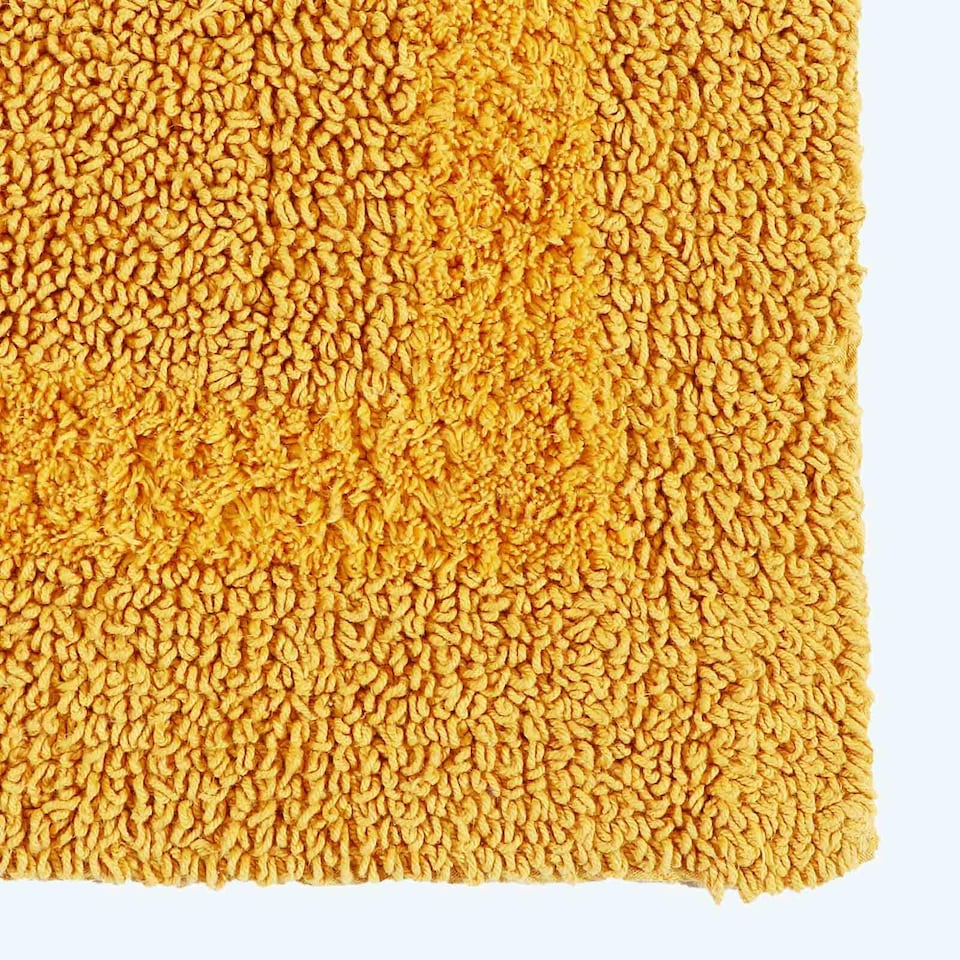 image 1 of Homescapes Luxury Reversible Cotton Bath Mat - Mustard | Yellow | Mustard Yellow