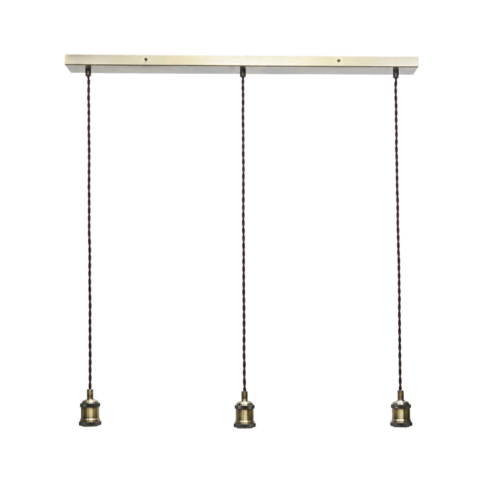 First Choice Lighting Darnley Antique Brass 3 Light Bar Pendant Flex Kit for Shades in Bronze