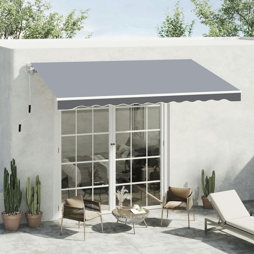 image 1 of Outsunny Garden Sun Shade Canopy Retractable Awning, 2.5 x 2m, Grey