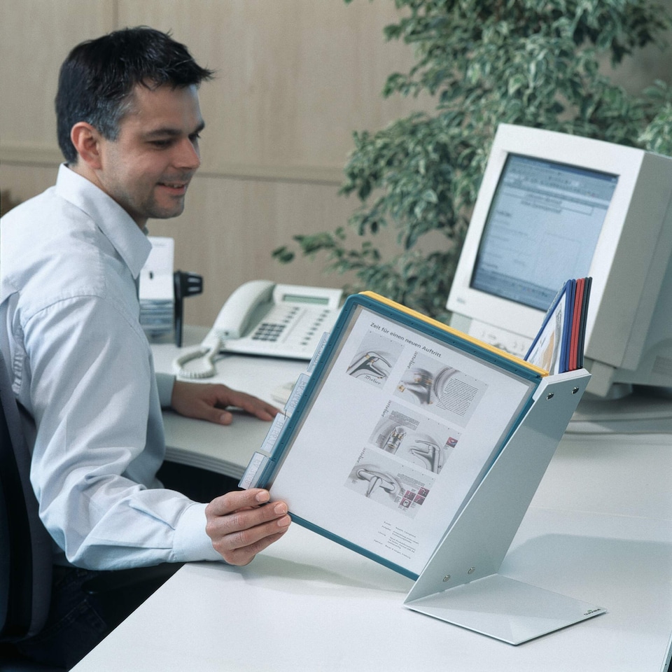 image 1 of Durable VARIO TABLE 10 Display Panel Desk Stand | 10 Panels | A4 Colour Coded