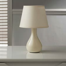 Calvin Cream Ceramic Table Lamp with Matching Shade Grey