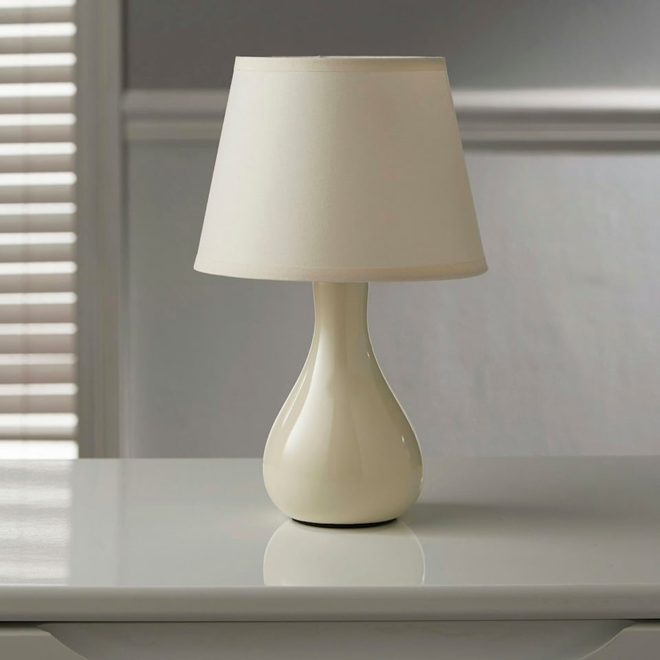 image 1 of Calvin Cream Ceramic Table Lamp with Matching Shade Grey