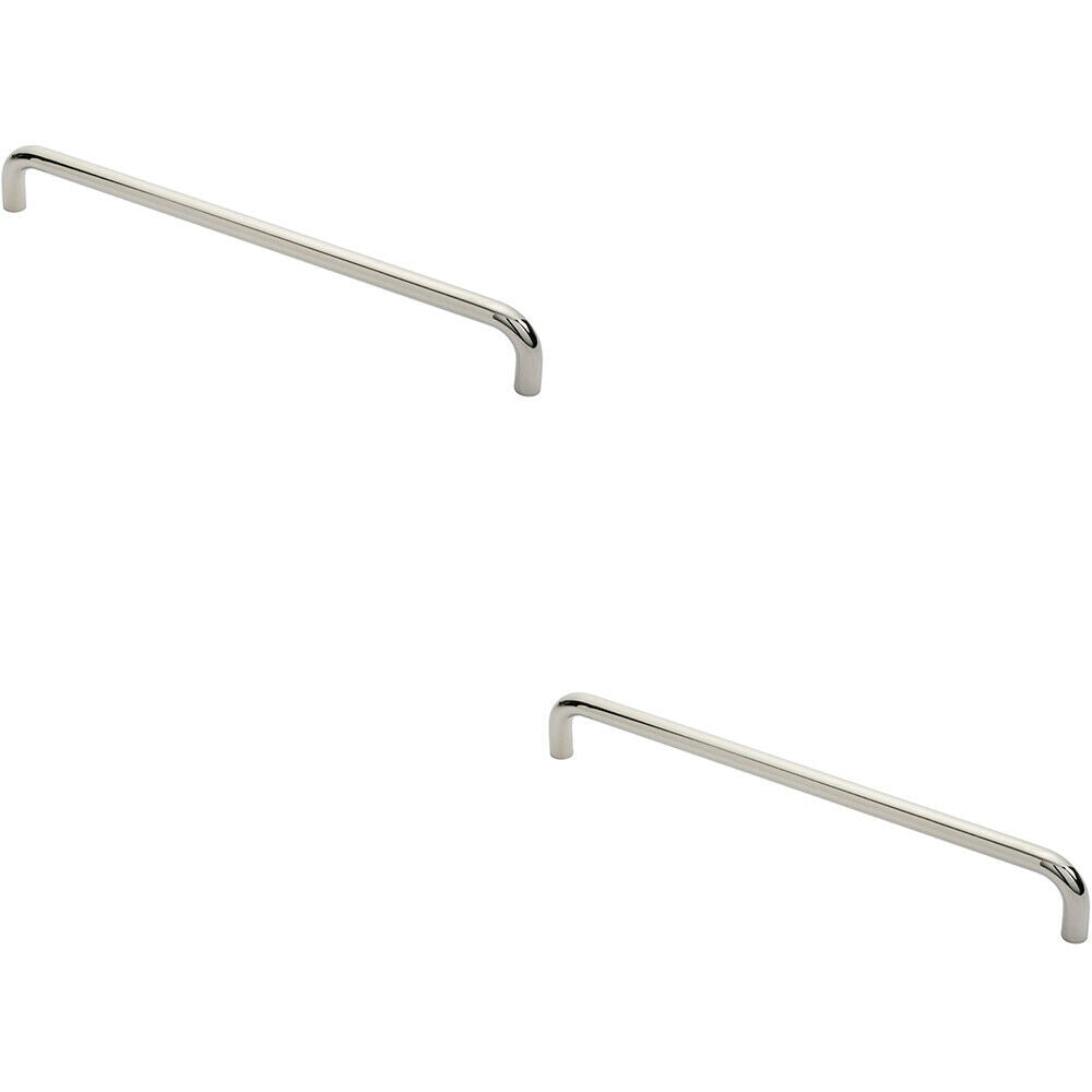 Loops 2x Round D Bar Pull Handle 469 x 19mm 450mm Fixing Centres Bright Steel in Metallics