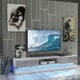 image 3 of TV Unit 180cm Grey Gloss Fronts White Matt Body with LED Platform White | Grey