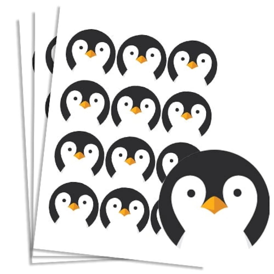 image 1 of Christmas Penguin Round Stickers 60mm - Sheet of 12