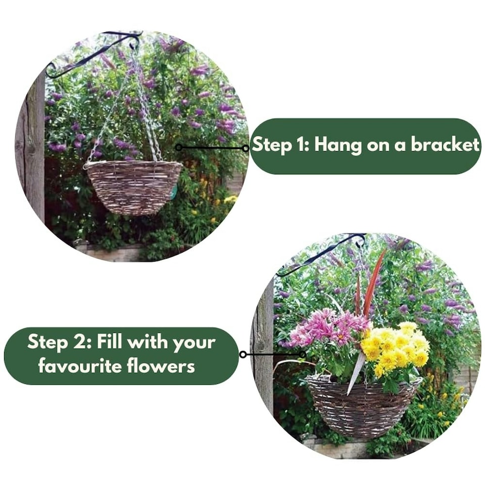 image 1 of Marco Paul Dark Brown Rattan Hanging Basket 12" Brown