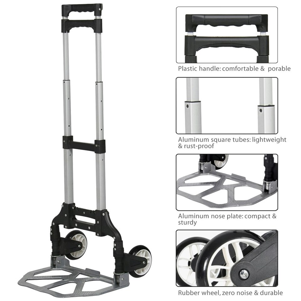 image 1 of Yaheetech Aluminum Hand Trolley Black