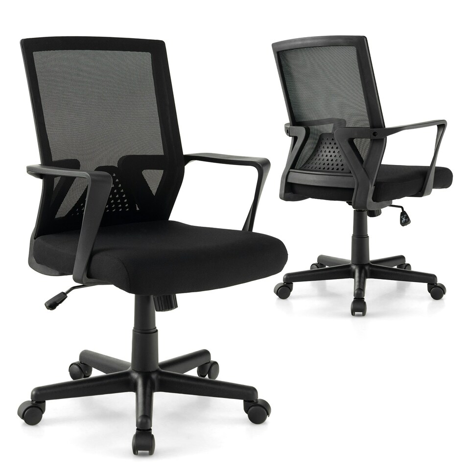 image 1 of COSTWAY Home Office Chair Ergonomic Desk Chair Black Black