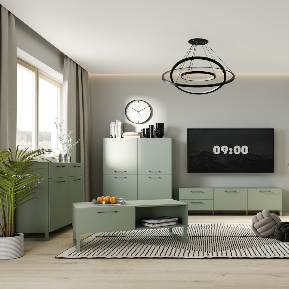 image 1 of Sali 4 Door Highboard in Sage Green