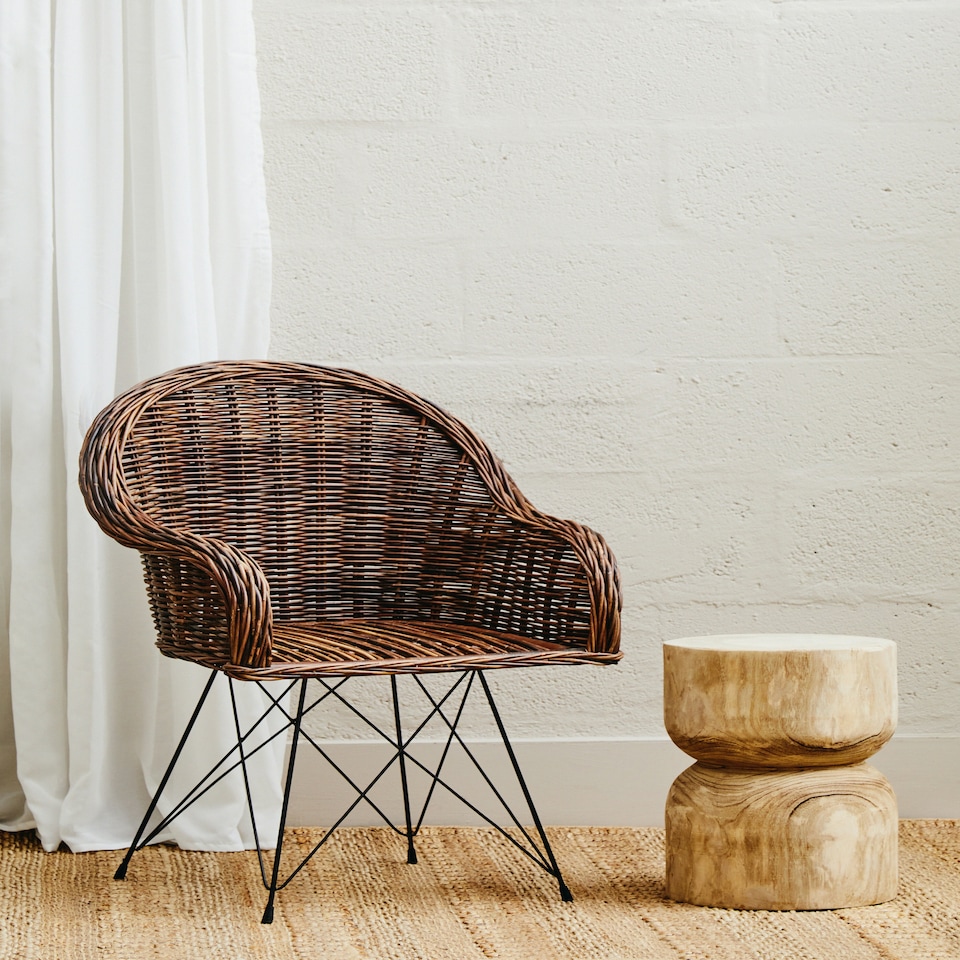image 1 of Interiors by Premier Natural Croco Rattan Chair, Easy to Clean Outdoor Chair, Arm & Backrest Rattan Armchair, Eco-friendly Chair