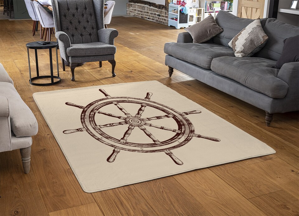 image 1 of Ship Wheel Rug | Multi