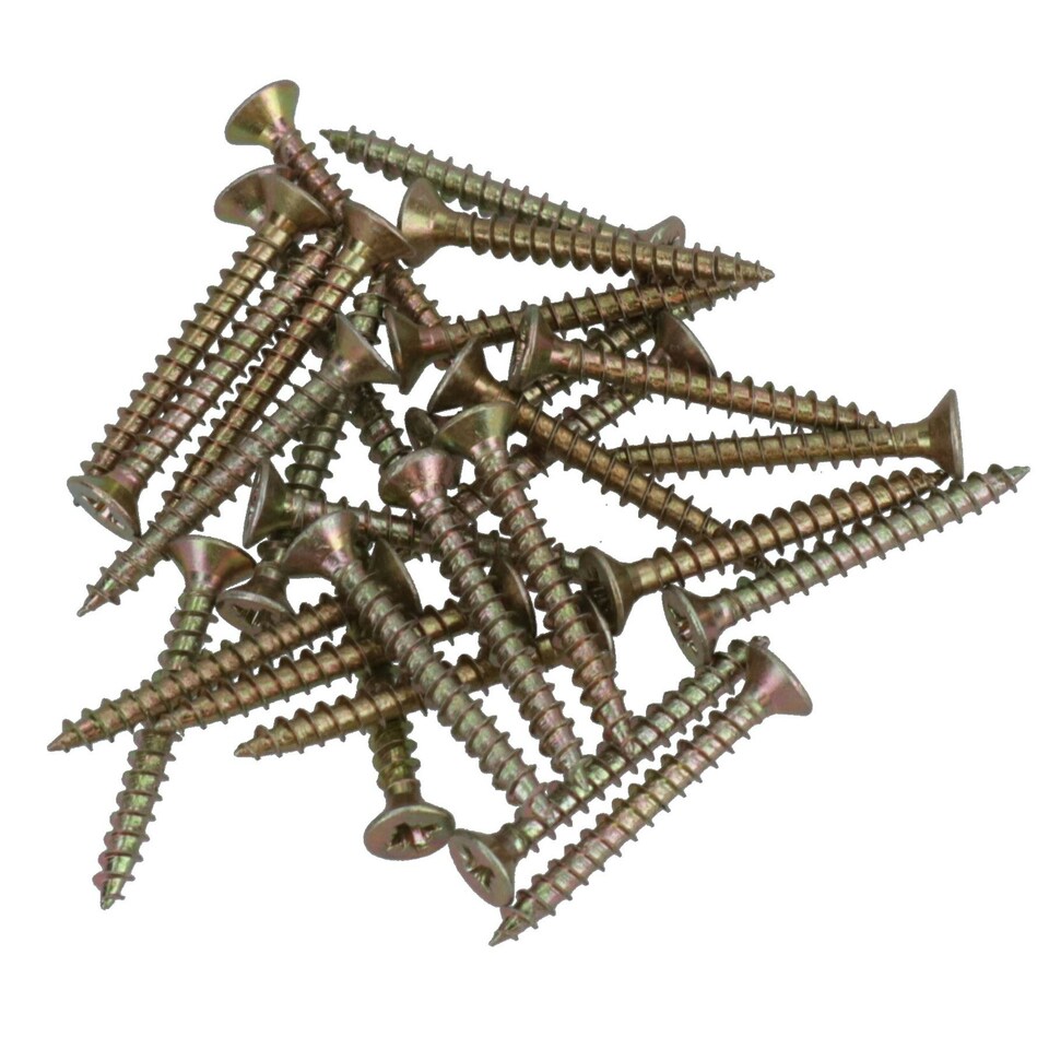 image 1 of 3mm x 25mm Countersunk Wood Chipboard Screw Fasteners PZ1 Drive 26pc