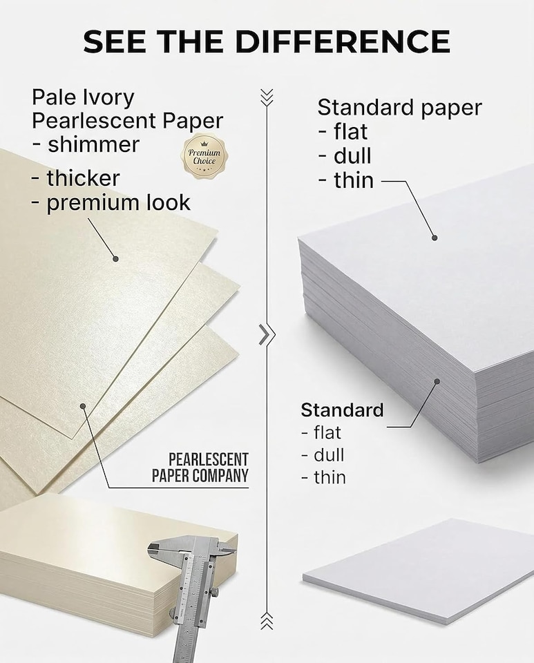 image 1 of Pack of 10 Pale Ivory Quarzo Paper - 120gsm Ivory