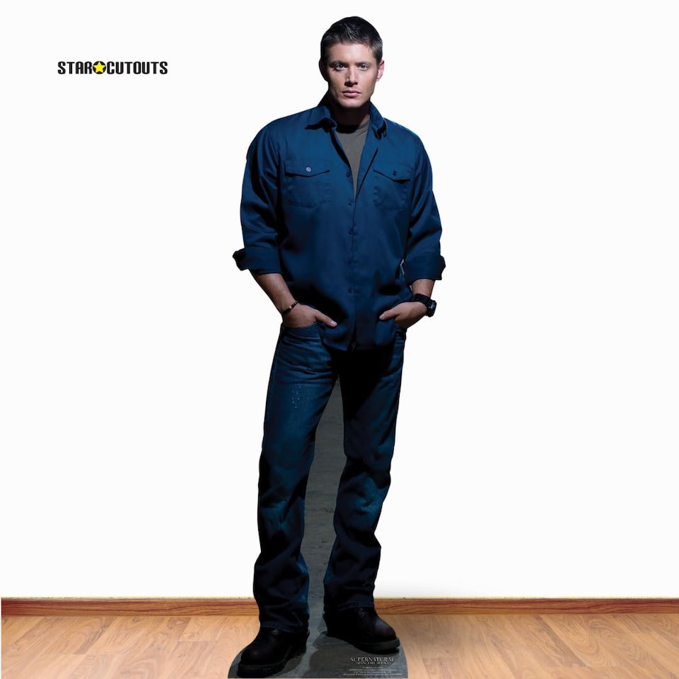 image 1 of Dean Winchester Blue Shirt Jeans Jensen Ackles Supernatural Lifesize Cardboard Cutout 186cm