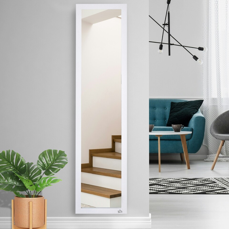 image 1 of HOMCOM Full Length Mirror, Floor Standing or Wall-Mounted Long Mirror, White