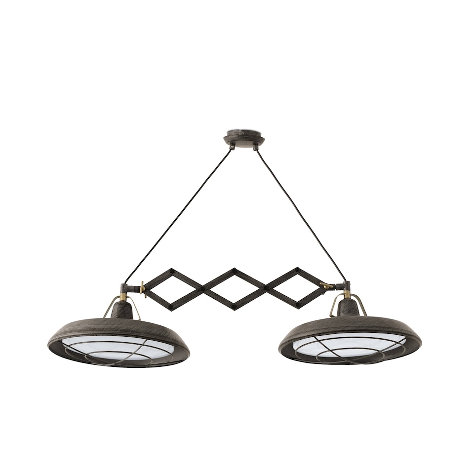 image 1 of Plec LED 2 Light Double Adjustable Outdoor Ceiling Pendant Bar Light Old Brown IP44