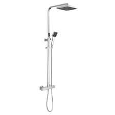 Square Thermostatic Shower KitFixed Head Adjustable Handset Chrome | Silver | Chrome | 1