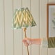 image 5 of Burley Rechargeable Brushed Aged Brass Plate Floor Lamp with Cotswold Green Fabric Zigzag Shade 25cm Integrated LED