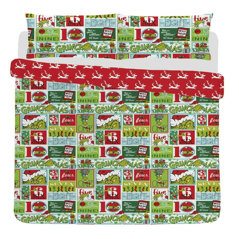 image 1 of The Grinch 12 Days of Christmas Duvet Cover Set - Double