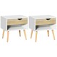 image 1 of HOMCOM Set of 2 Bedside Table with Drawer & Shelf, Nightstand for Bedroom
