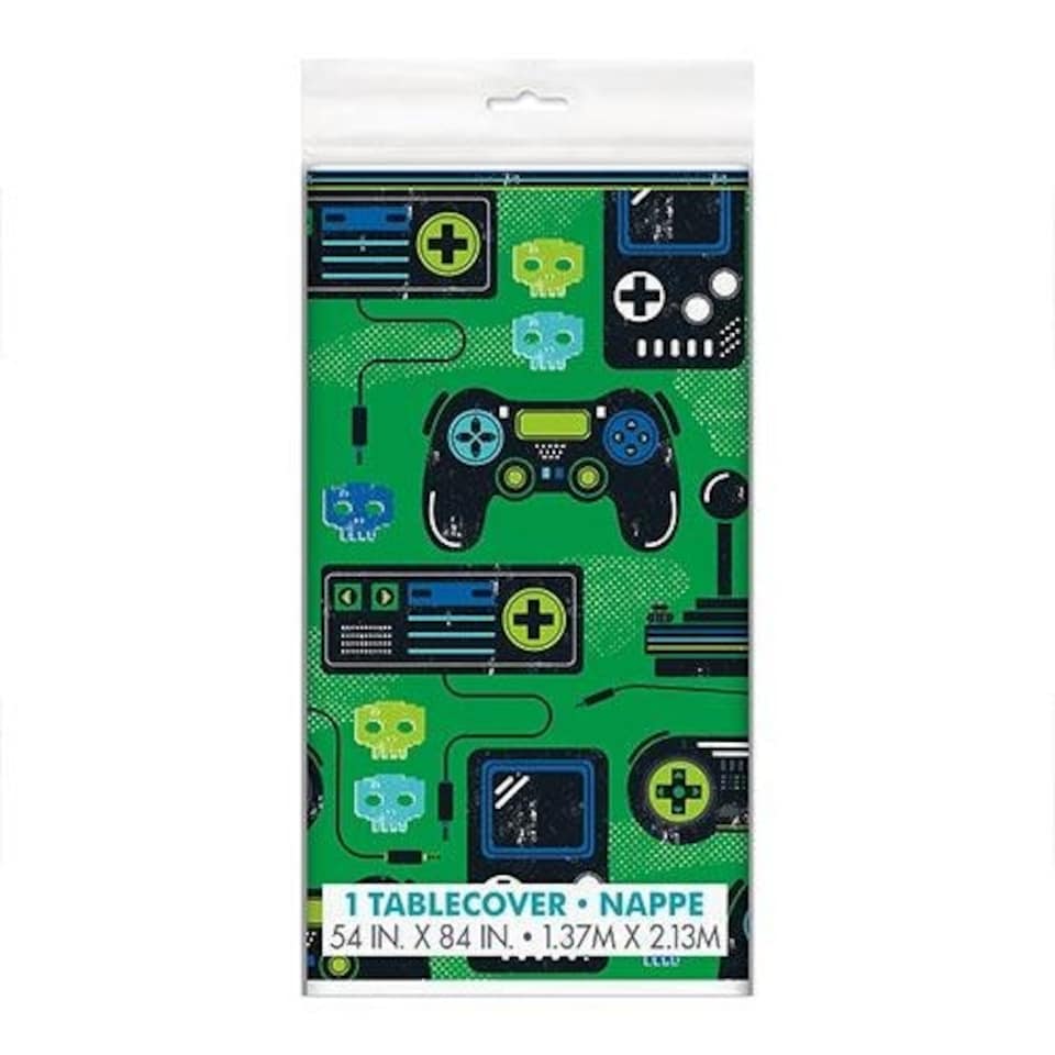 image 1 of Gamer Birthday Rectangular Plastic Tablecover 213cm x 137cm Green