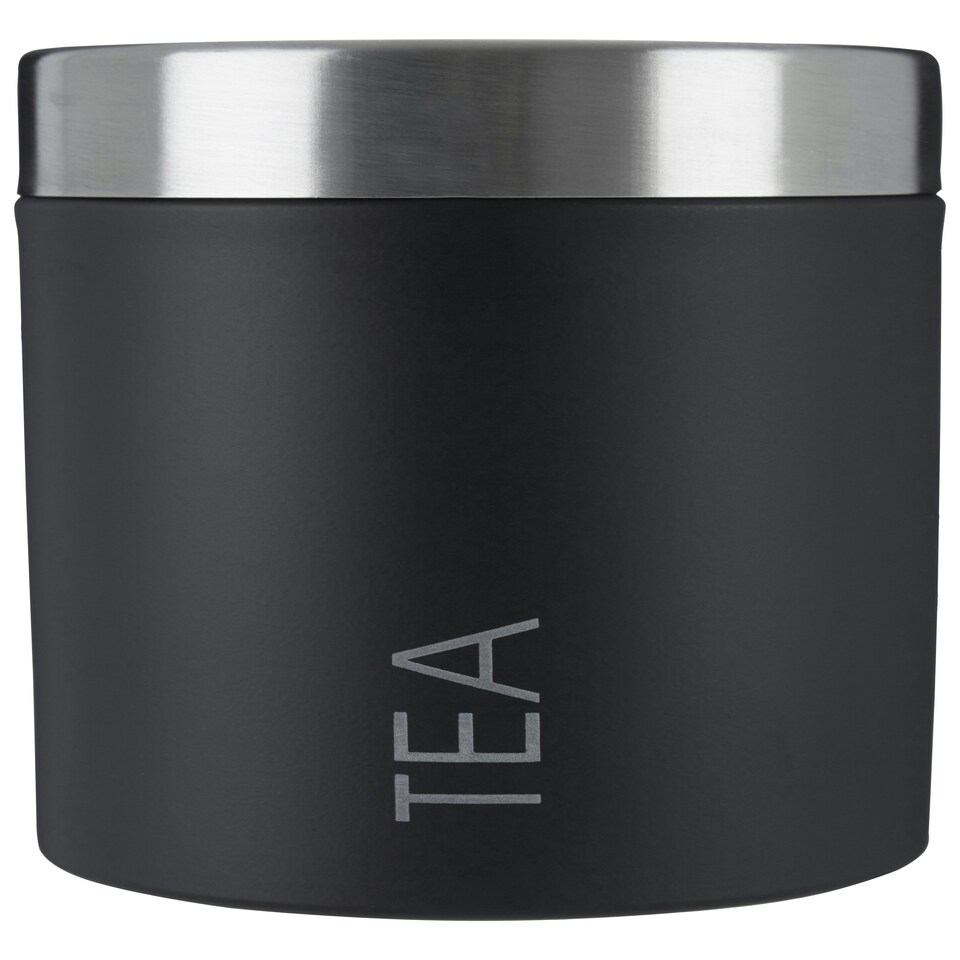image 1 of Interiors by Premier Black Enamel Tea Canister, Durable Metal Storage Jar With Glossy Finish And Airtight Lid, Keeps Tea Fresh