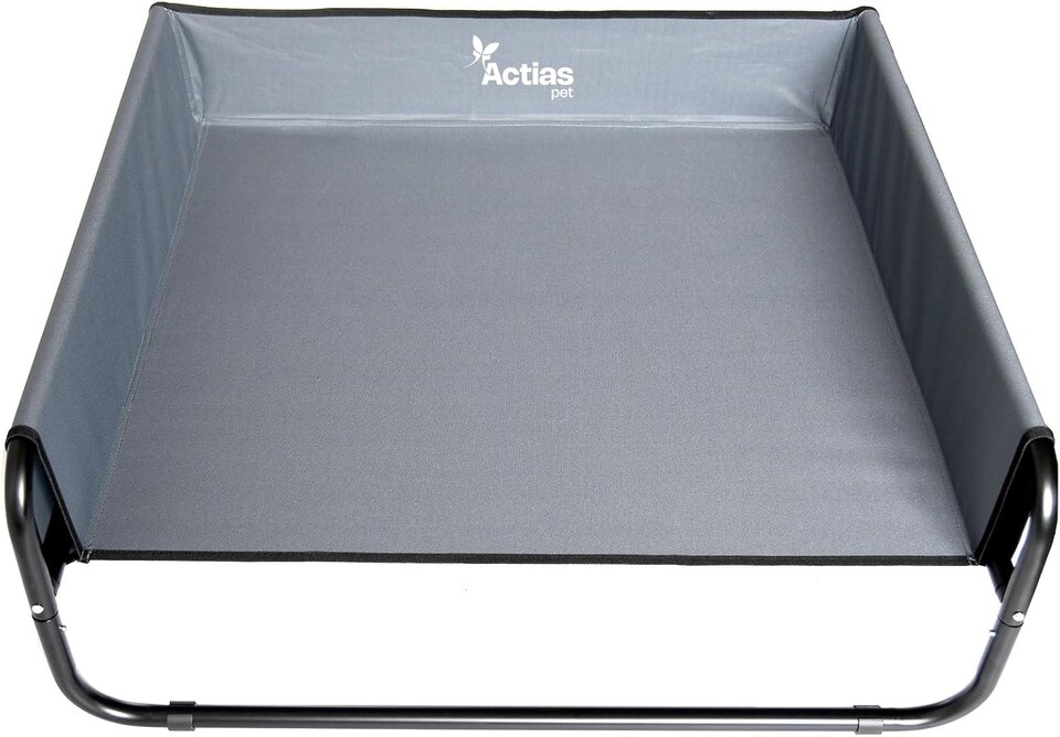 image 1 of Actiaspet Elevated Dog Bed Steel Frame Raised Pet Cot Black or Grey (Grey, Large)