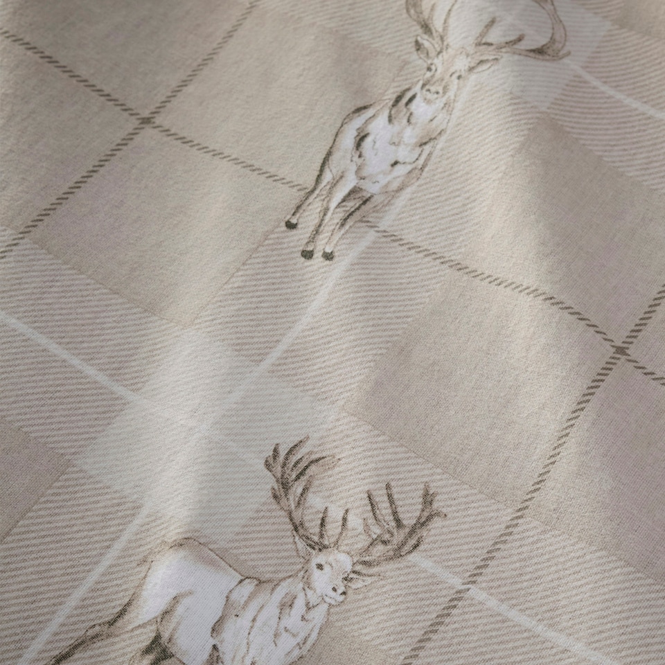 image 1 of Martex Check Stag Brushed Cotton Duvet Cover Set Natural Double Brown | Natural | Double