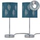image 2 of First Choice Lighting Set of 2 Chrome Touch Operated Table Lamps with Teal Fern Shades Chrome | Green