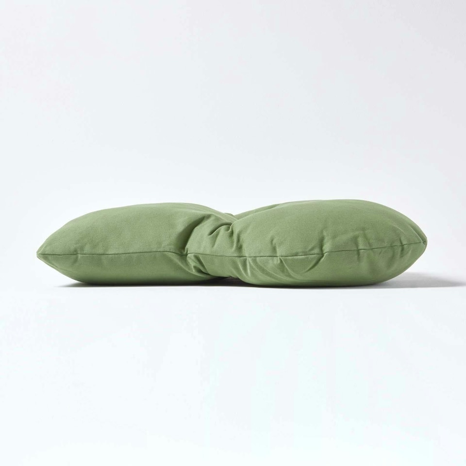 image 1 of Homescapes Forest Green Cotton Back Support Cushion | Green | Forest Green | H 58 x W 68 x D 15 cm