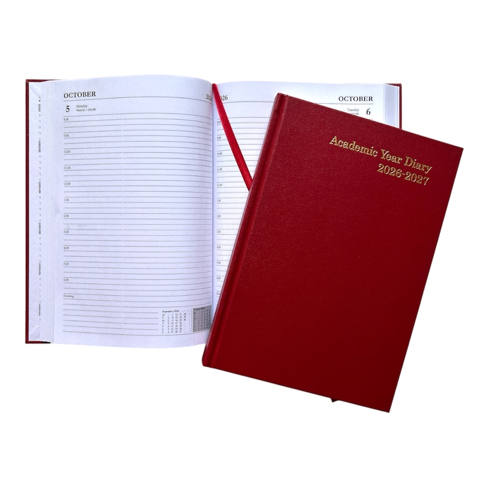 image 1 of Janrax 2026-2027 A5 Day Per Page Burgundy Academic Diary