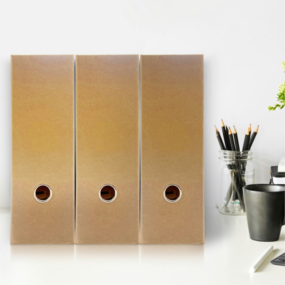 image 1 of Pack of 12 Kraft Magazine Files Corrugated Cardboard Desk Organiser | Multi